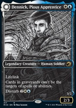 Dennick, Pious Apprentice // Dennick, Pious Apparition - Innistrad: Midnight Hunt: Extras (Rare) [XMID-317]