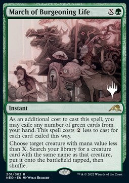 March of Burgeoning Life (V.2) - Kamigawa: Neon Dynasty: Promos (Rare) [PNEO-201]