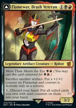 Flamewar, Brash Veteran // Flamewar, Streetwise Operative (V.1) - Universes Beyond: Transformers (Mythic) [BOT-10]